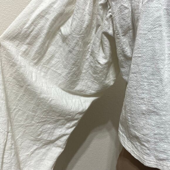 Free People Iggie Embroidered Cropped Blouse Ivory/ Black Bean Size Extra Small - Picture 7 of 10